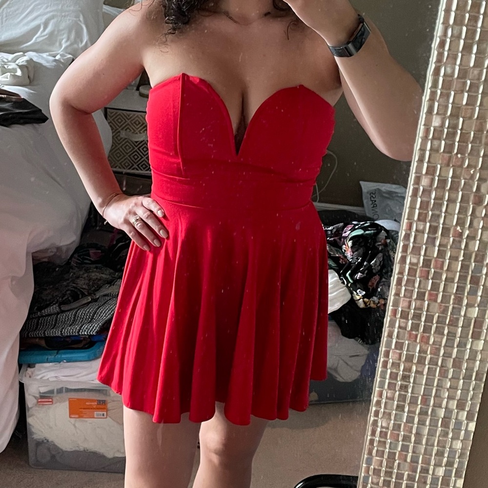 TFNC London red mini skater dress